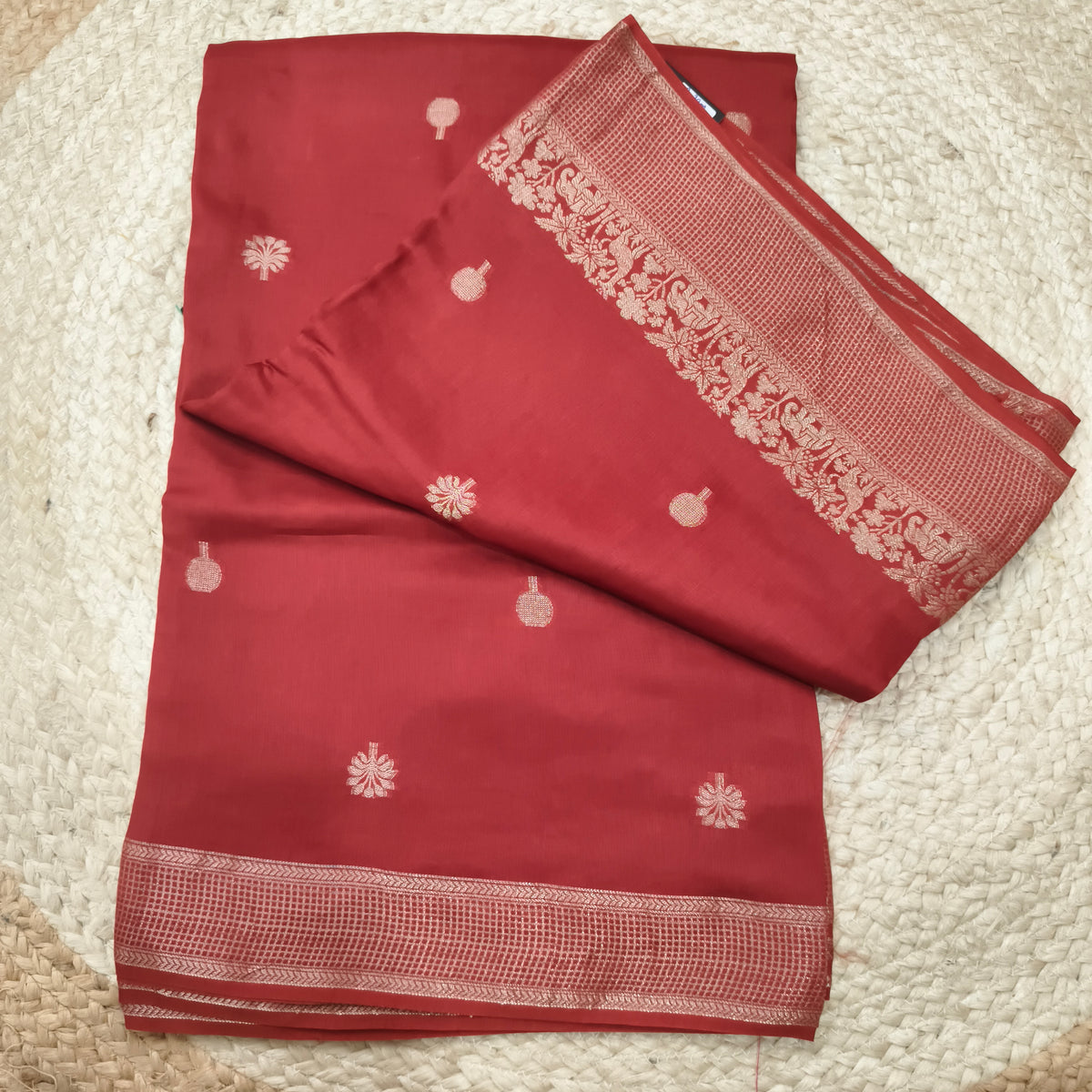 Dola Viscose Saree- Dark Rust Orange