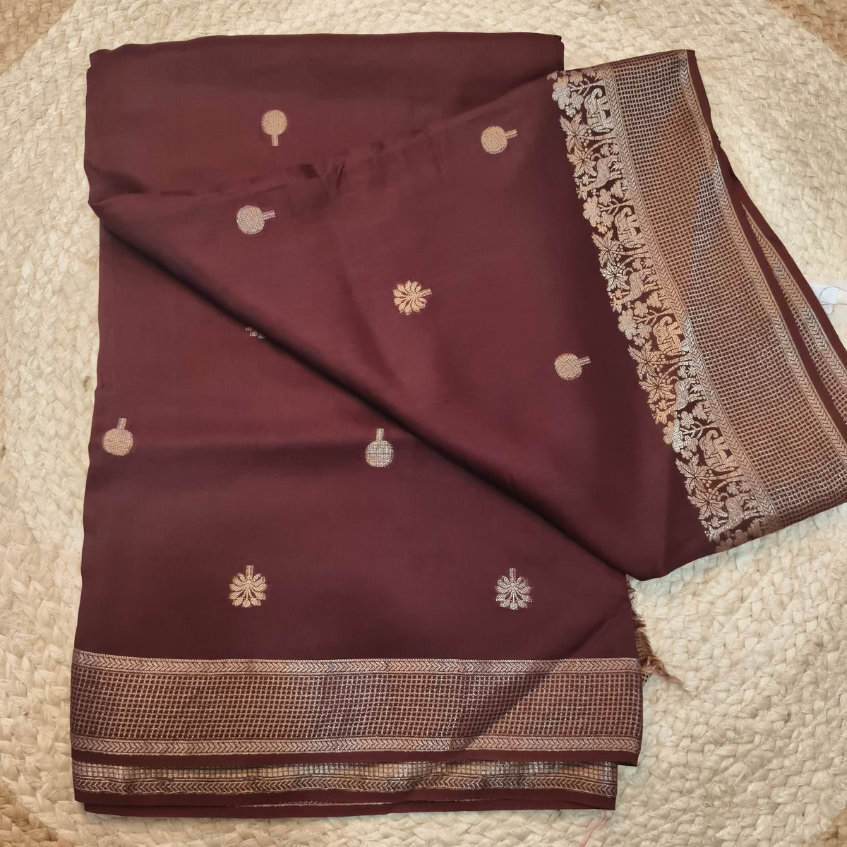 Dola Viscose Saree- Coffee Brown