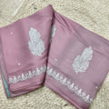 Light pink and Blue Butter Silk saree