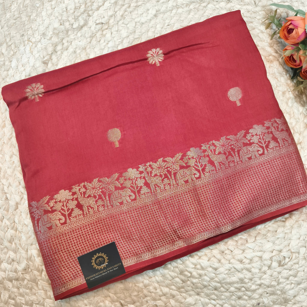 Dola Viscose Saree- Dark Rust Orange