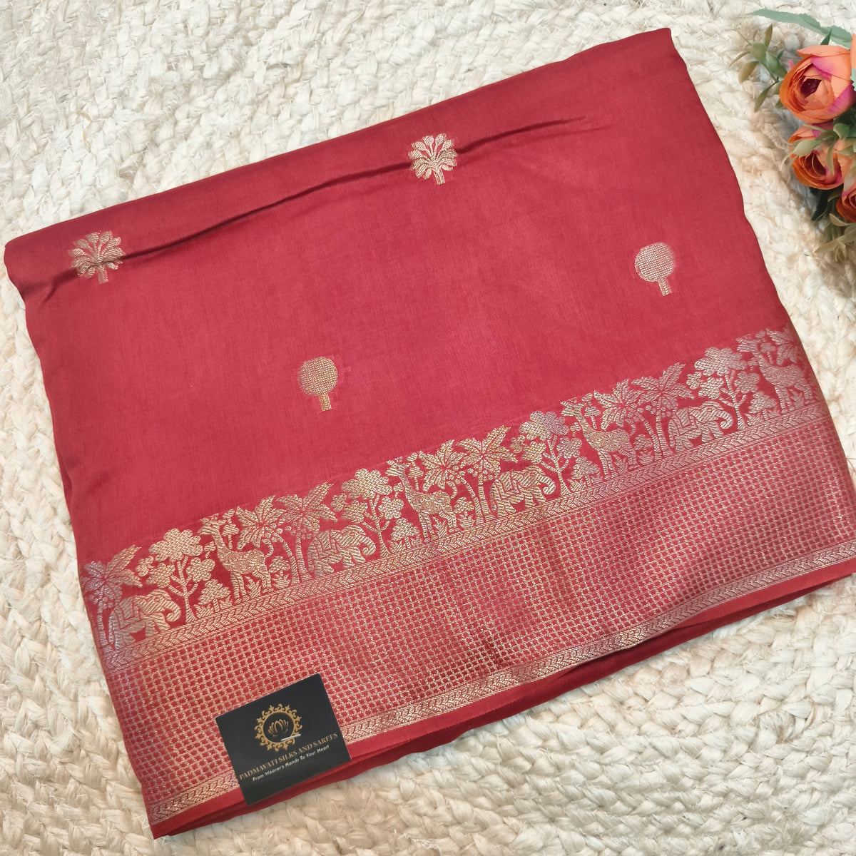 Dola Viscose Saree- Dark Rust Orange