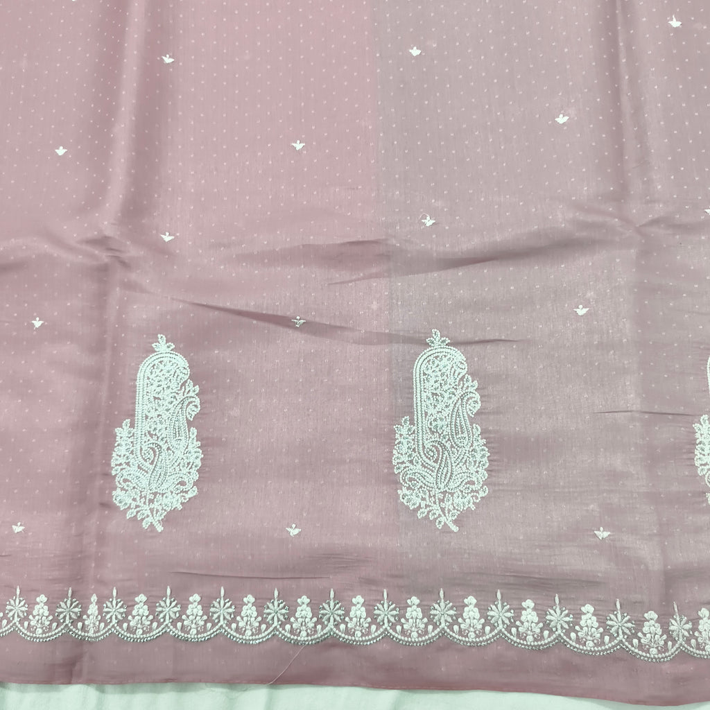 Light pink and Blue Butter Silk saree