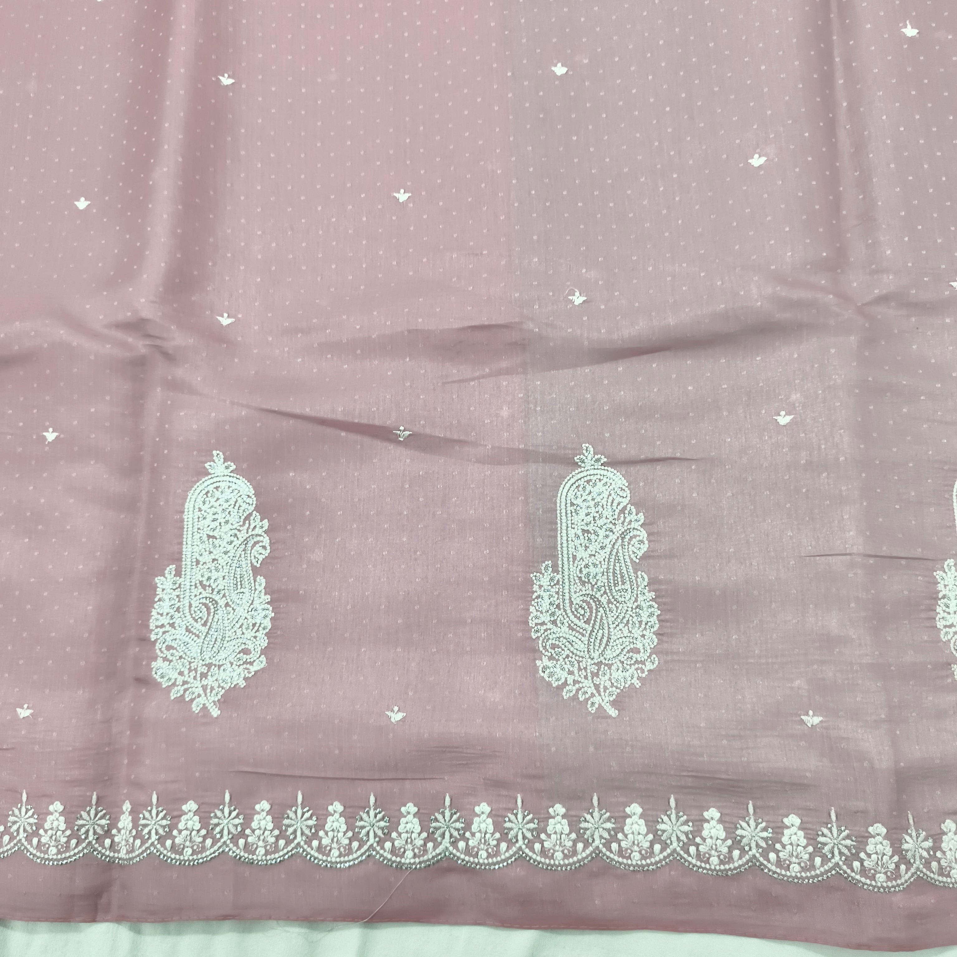 Light pink and Blue Butter Silk saree