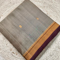 Pure Kanchipuram Handloom Silk Saree –Sage Grey and Deep Maroon Contrast