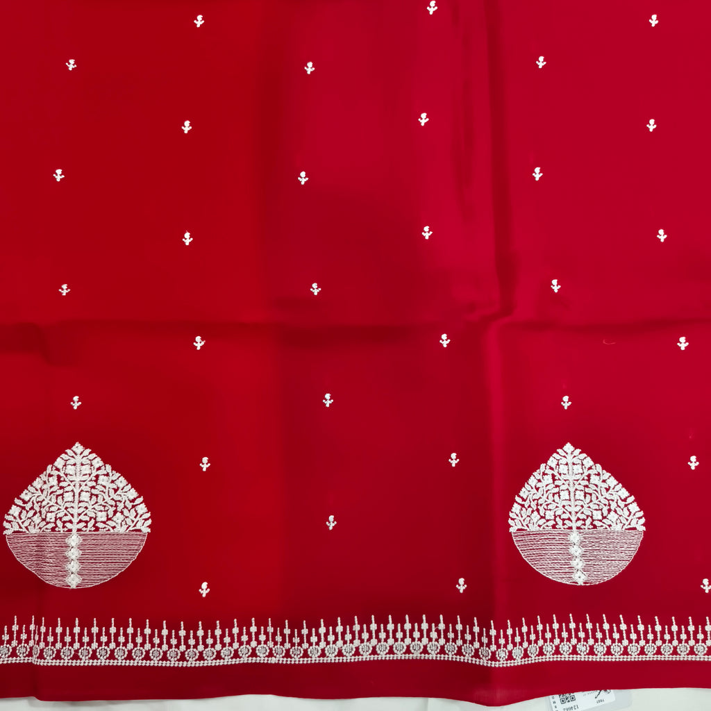 Red and Green Butter Silk saree