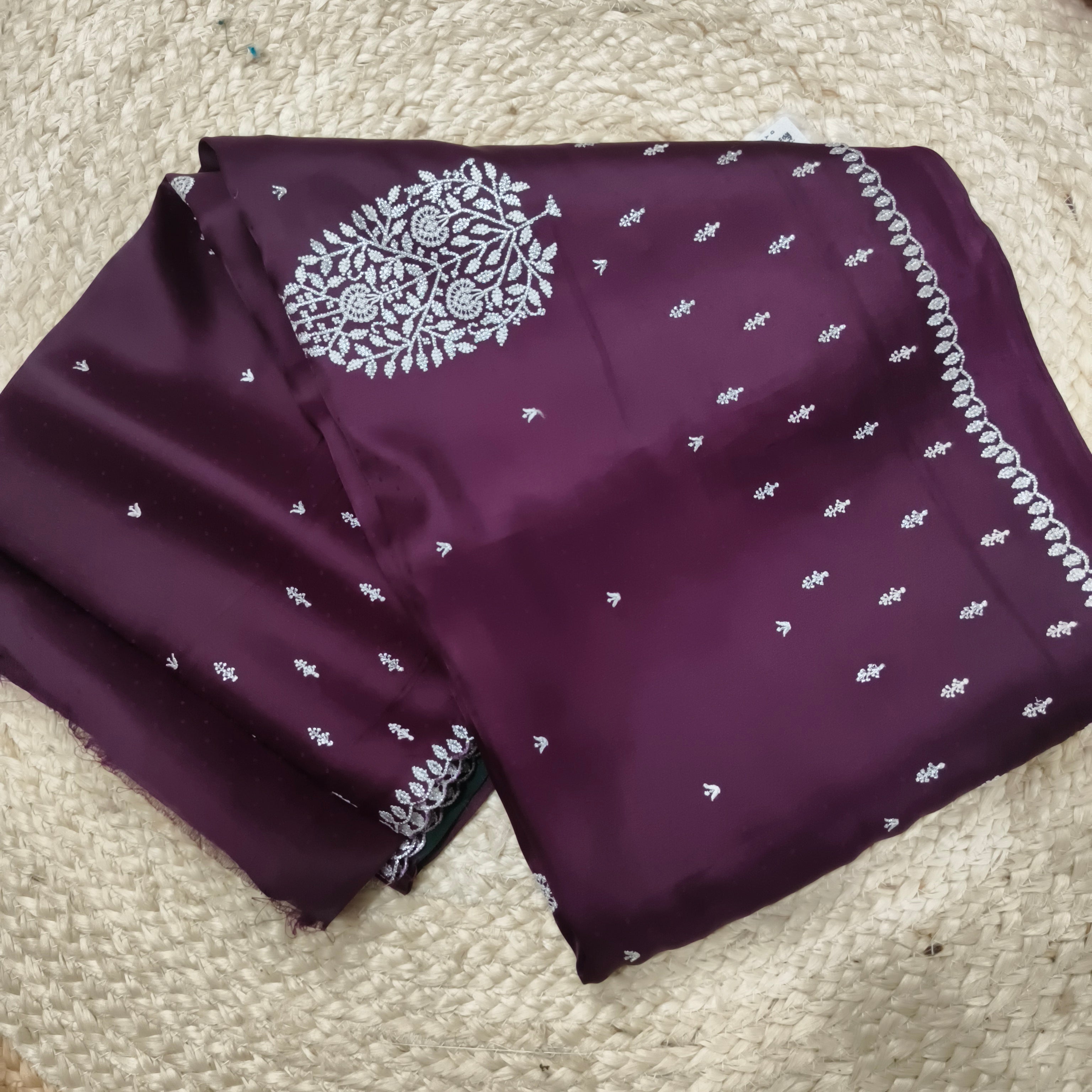 Deep Wine and Green Butter Silk saree