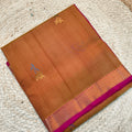Pure Kanchipuram Silk Saree – Mustard Gold and Rani pink Contrast