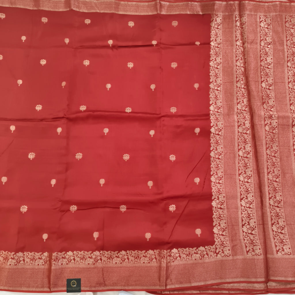 Dola Viscose Saree- Dark Rust Orange