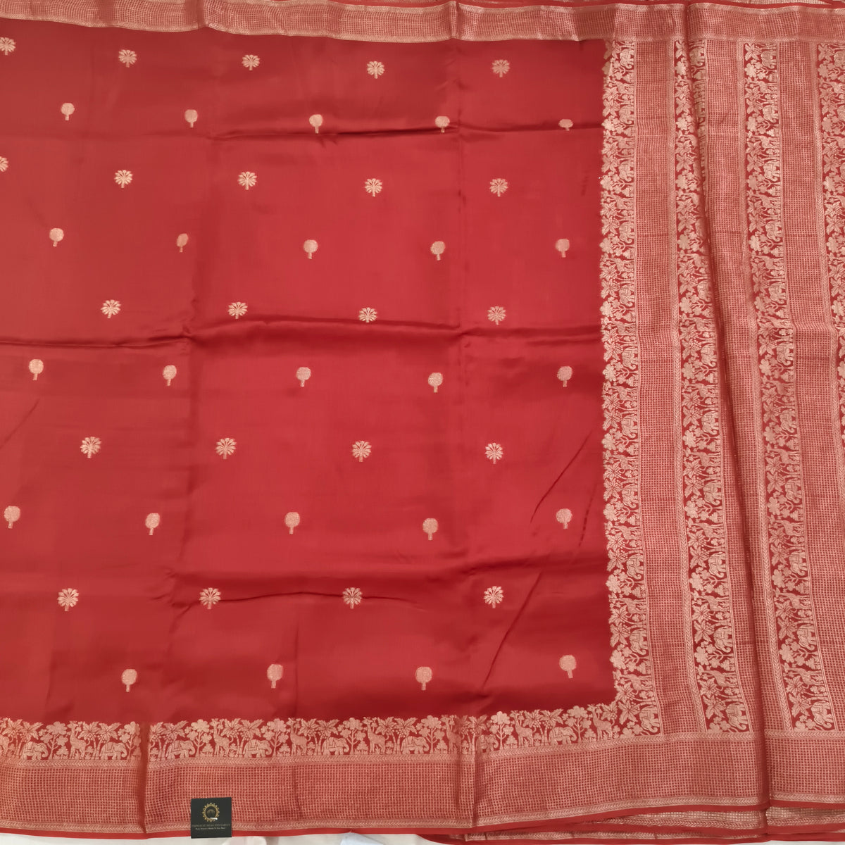Dola Viscose Saree- Dark Rust Orange