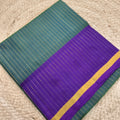 Pure Kanchipuram Silk Saree – Peacock Blue and Purple Contrast