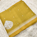 Yellow and Green Butter Silk saree