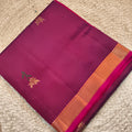 Pure Kanchipuram Silk Saree – Deep Magenta and Rani Pink Contrast (Copy)