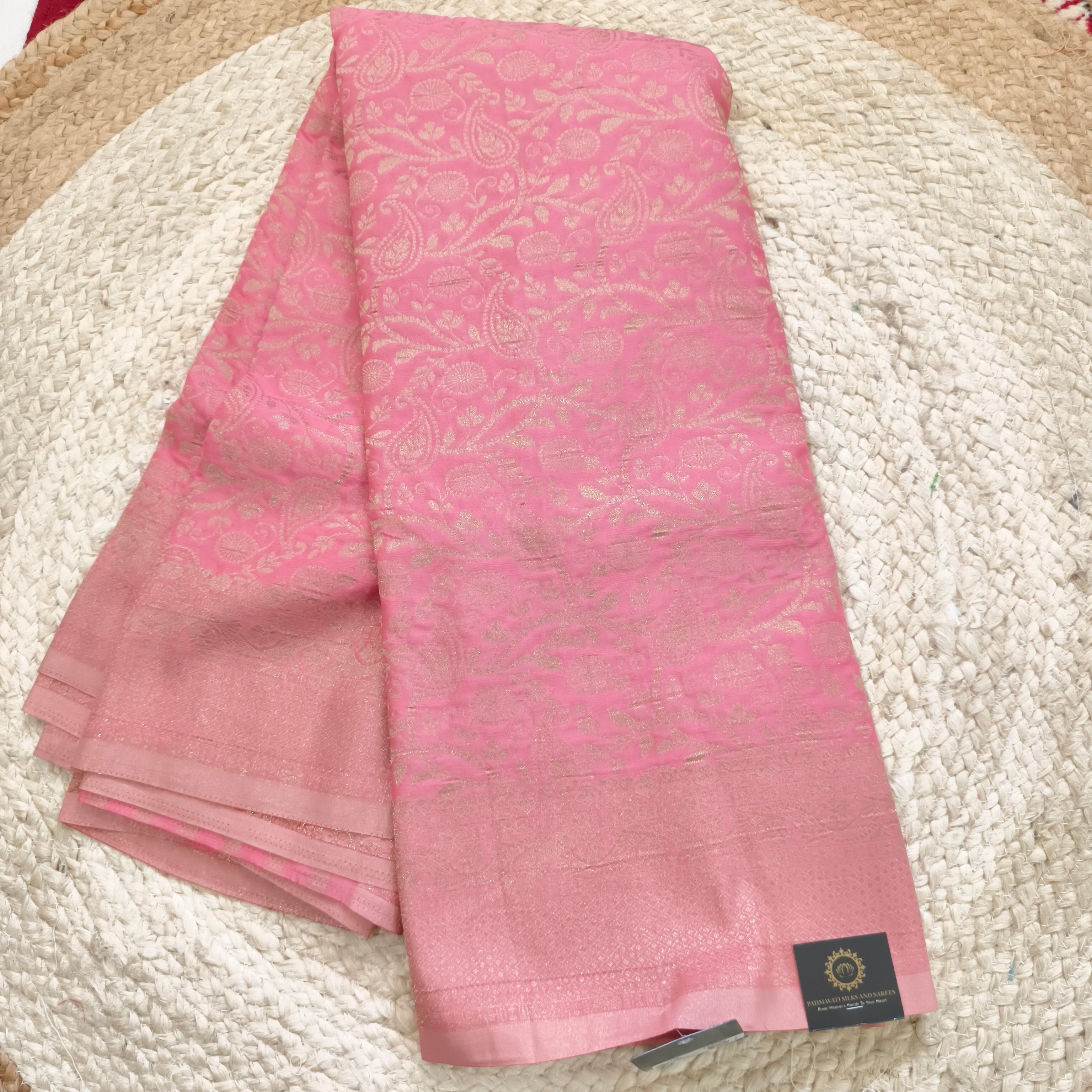 Banarasi Crush Georgette Saree- Pink color