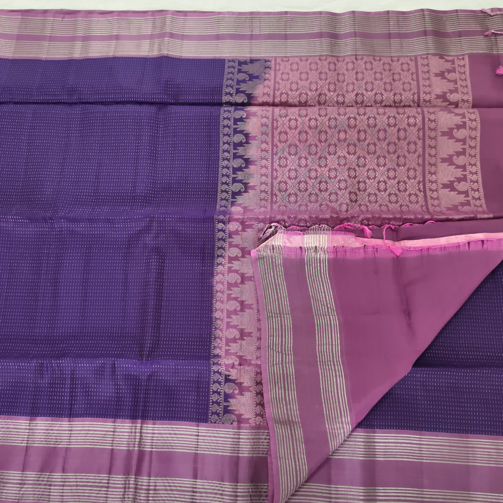 Soft Silk Saree – Dark Purple and Light Purple Contrast