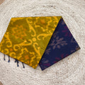 Silk Cotton Saree – Yellow and Navy Blue