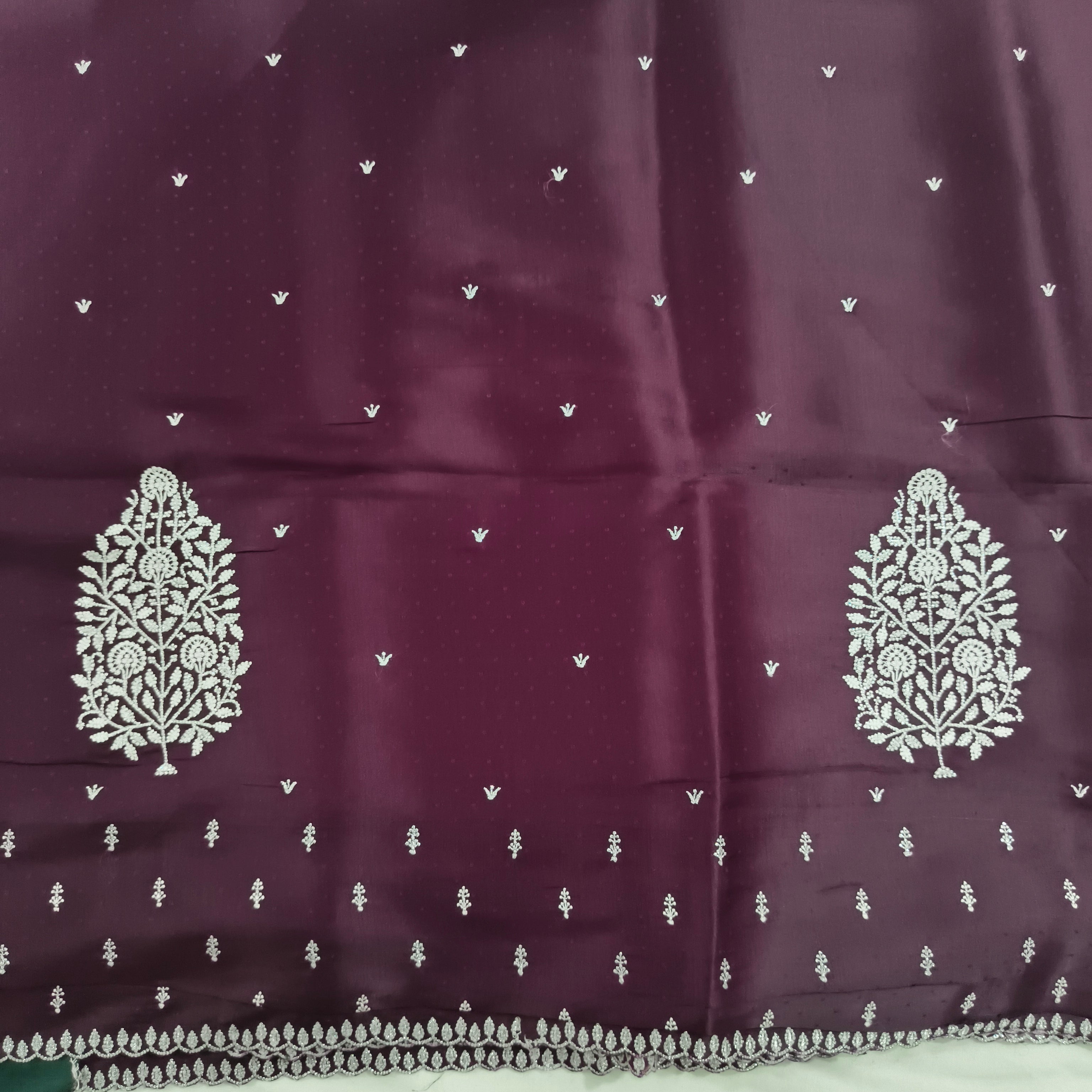 Deep Wine and Green Butter Silk saree