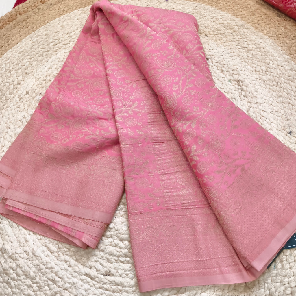 Banarasi Crush Georgette Saree- Pink color