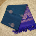 Soft Silk Saree – Peacock Blue and Blue Contrast
