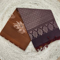 Soft Silk Saree – Copper Gold and Dark Brown Contrast