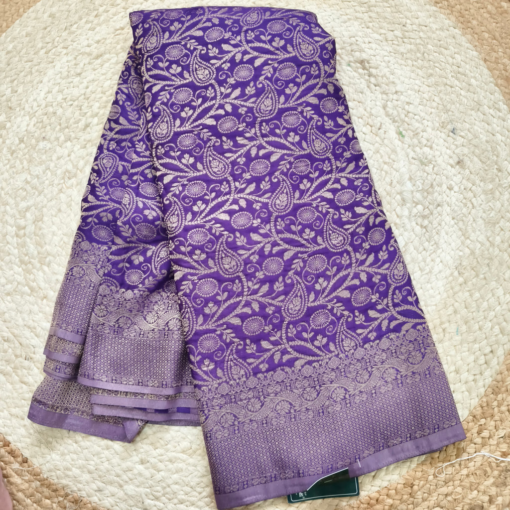 Banarasi Crush Georgette Saree- Purple color