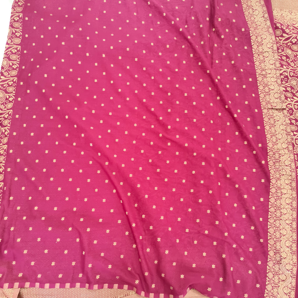 Banarasi Crush Georgette Saree- Pink color