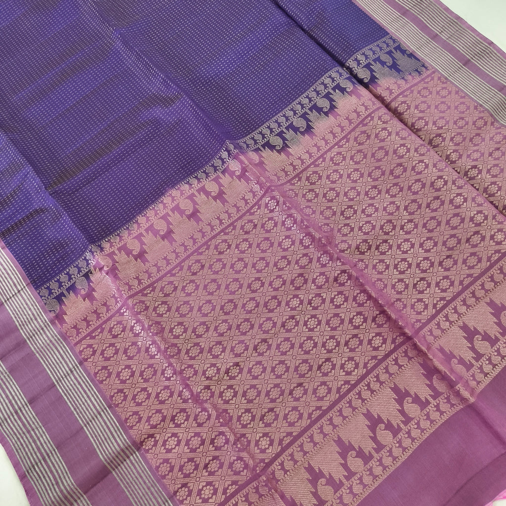 Soft Silk Saree – Dark Purple and Light Purple Contrast