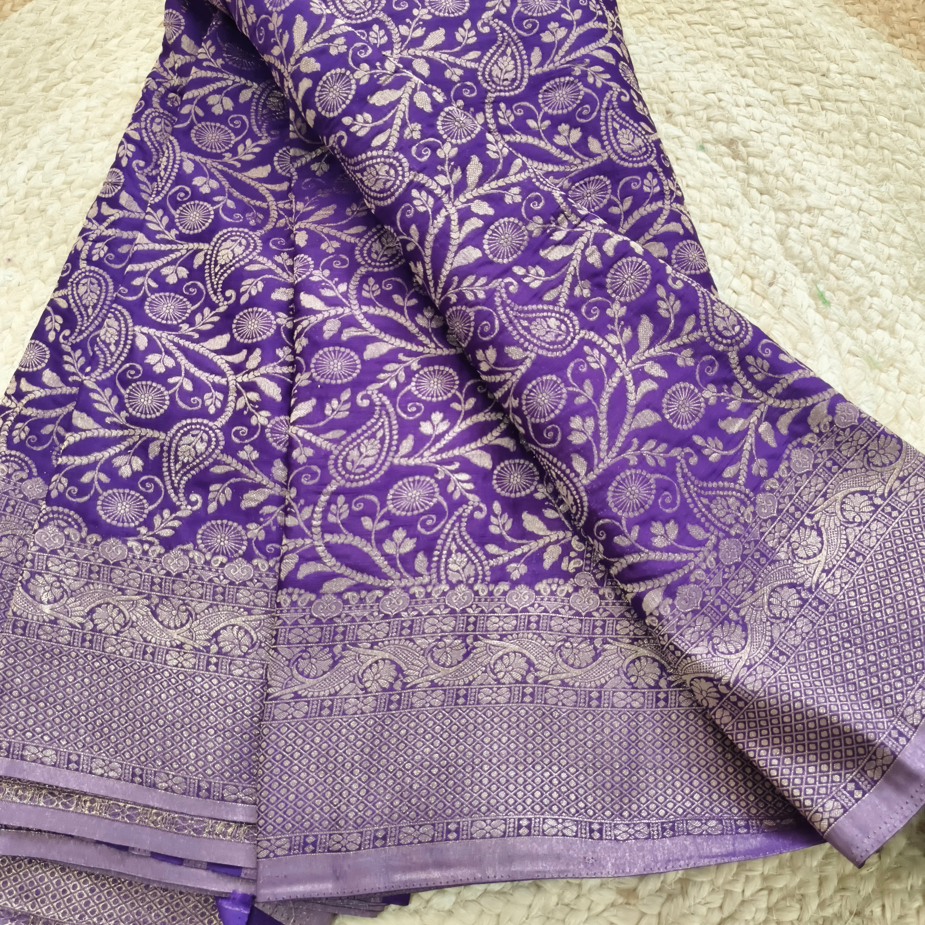 Banarasi Crush Georgette Saree- Purple color