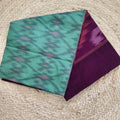 Silk Cotton Saree – Sea Green and Wine