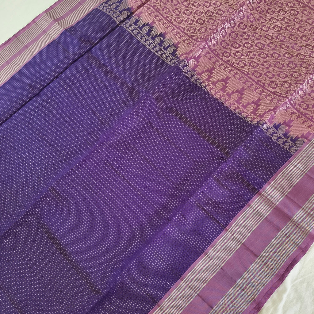 Soft Silk Saree – Dark Purple and Light Purple Contrast