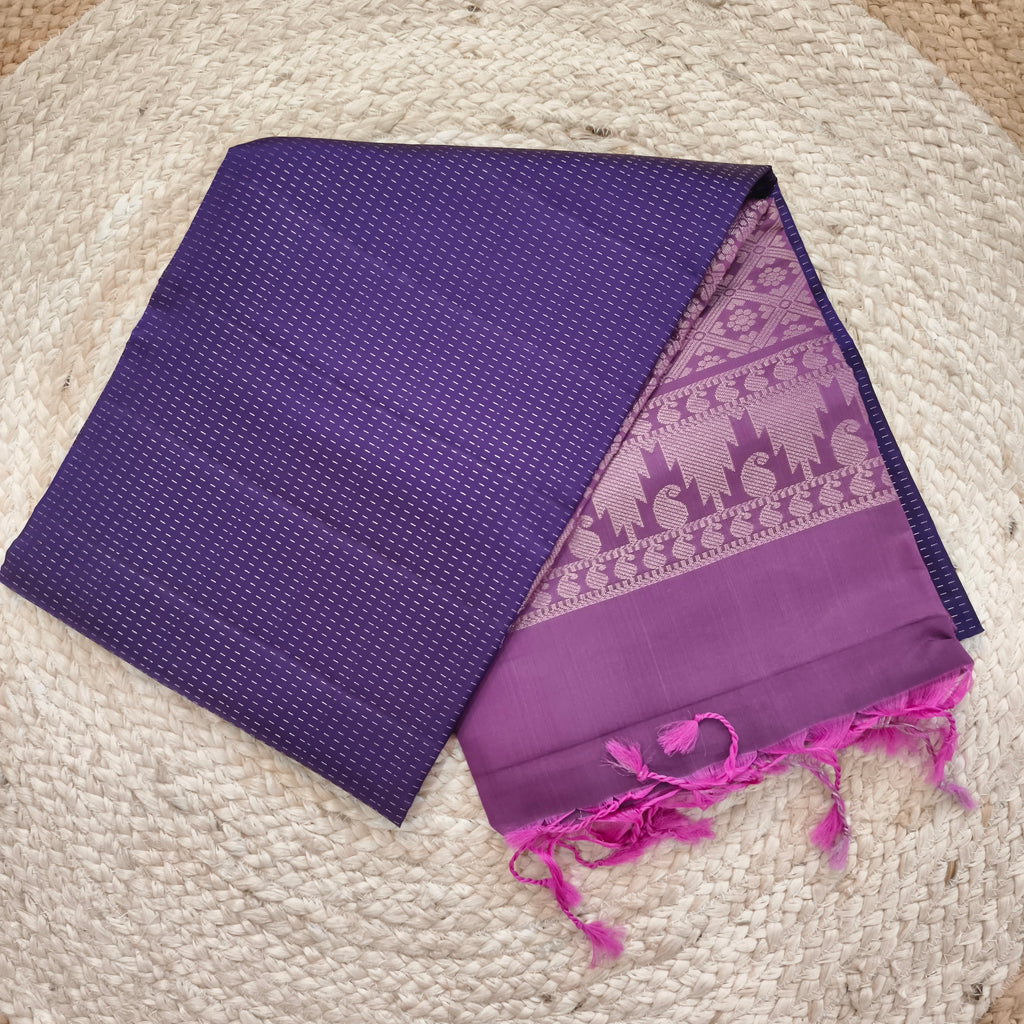 Soft Silk Saree – Dark Purple and Light Purple Contrast