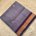 Pure Kanchipuram Silk Saree – Grey and Wine Contrast